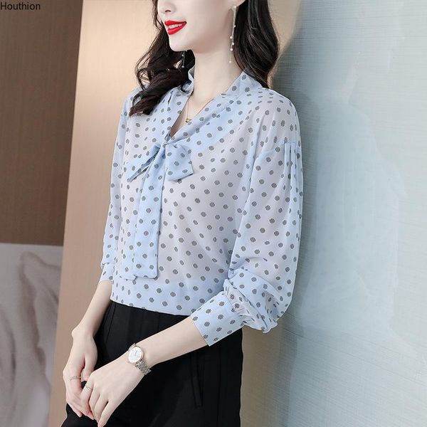 women's blouses & shirts chiffon loose fashion casual long sleeve blusas polka dot bow tie summer houthion, White
women's blouses & shirts chiffon loose fashion casual long sleeve blusas polka dot bow tie summer houthion, White