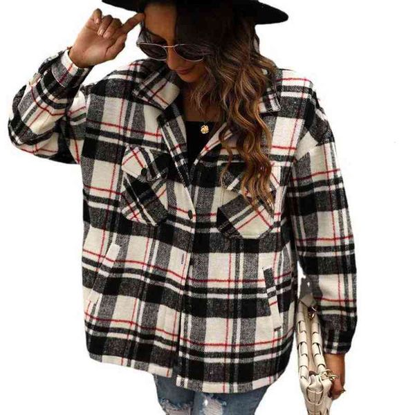 autumn and winter loose woolen cloth, casual plaid long sleeved wool coat, for women, Black
autumn and winter loose woolen cloth, casual plaid long sleeved wool coat, for women, Black