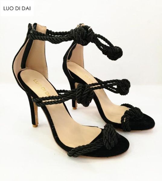 fashion women party shoes knitting bowtie high heels thin heel gladiator sandals black dress open toe