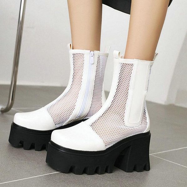 boots black white big size women ankle summer hollow breathable mesh fashion slip on thick high heel platform shoes
boots black white big size women ankle summer hollow breathable mesh fashion slip on thick high heel platform shoes
