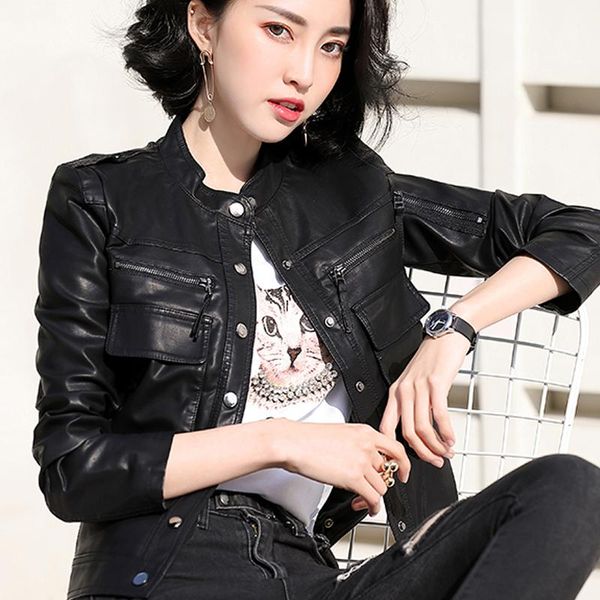 women's jackets streetwear faux leather jacket women black casual pu motorcycle female slim coat korean chic 2021 spring autumn winter, Black;brown
women's jackets streetwear faux leather jacket women black casual pu motorcycle female slim coat korean chic 2021 spring autumn winter, Black;brown