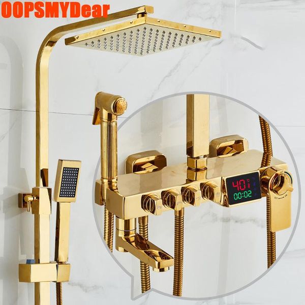 bathroom shower sets gold set thermostatic digital system wall mount square head spa rainfall bath tap bathtub faucet k24
bathroom shower sets gold set thermostatic digital system wall mount square head spa rainfall bath tap bathtub faucet k24