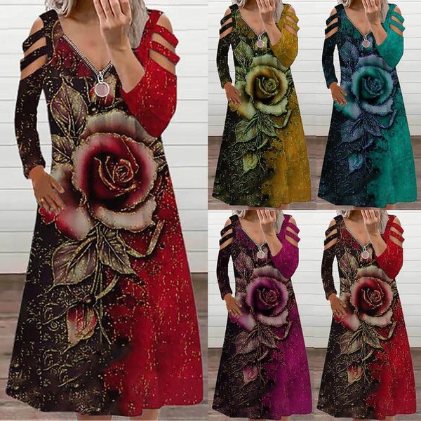 casual dresses fashion rose print zipper dress women hollow out autuum long sleeve streetwear female loose boho maxi, Black;gray
casual dresses fashion rose print zipper dress women hollow out autuum long sleeve streetwear female loose boho maxi, Black;gray