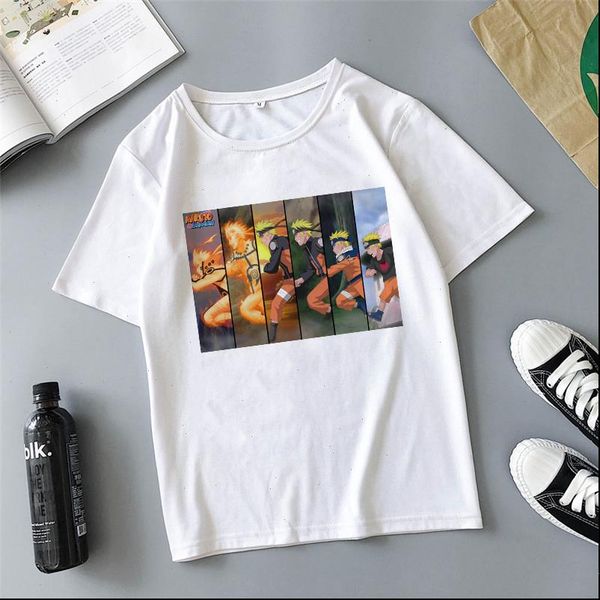 showtly naruto boruto men short women t shirts sleeve uchiha itachi uzumaki sasuke kakashi japan anime fuuny tees top, White