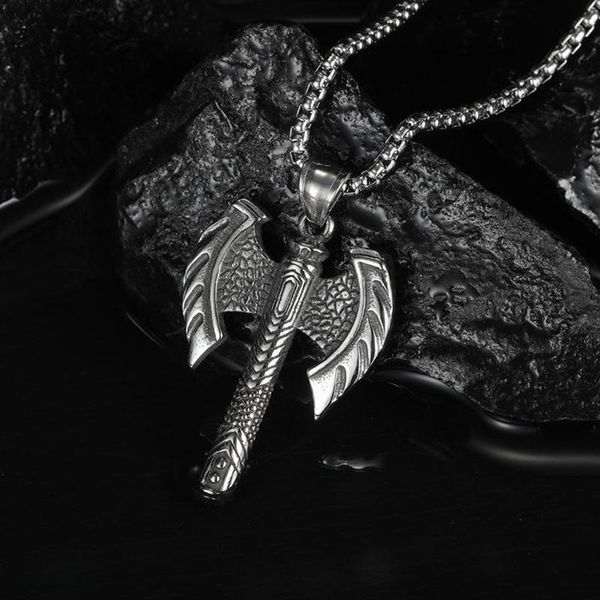 pendant necklaces viking double axe amulet titanium steel necklace chain for man vintage battle charm, Silver
pendant necklaces viking double axe amulet titanium steel necklace chain for man vintage battle charm, Silver