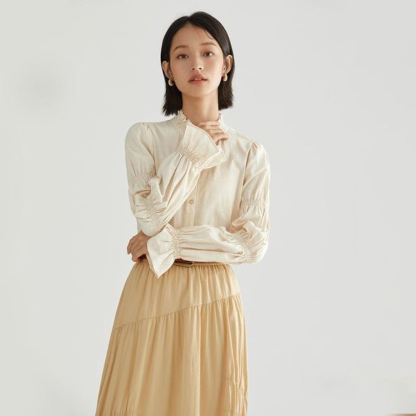 women's blouses & shirts inman spring autumn blouse women retro elegant stand collar bamboo pleated long sleeve shirt pastoral beige fe, White
women's blouses & shirts inman spring autumn blouse women retro elegant stand collar bamboo pleated long sleeve shirt pastoral beige fe, White