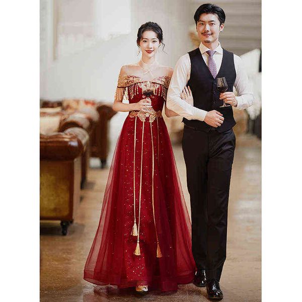 luxury prom dresses toast bride 2021 autumn red large long tassel back door engagement female, Black
luxury prom dresses toast bride 2021 autumn red large long tassel back door engagement female, Black