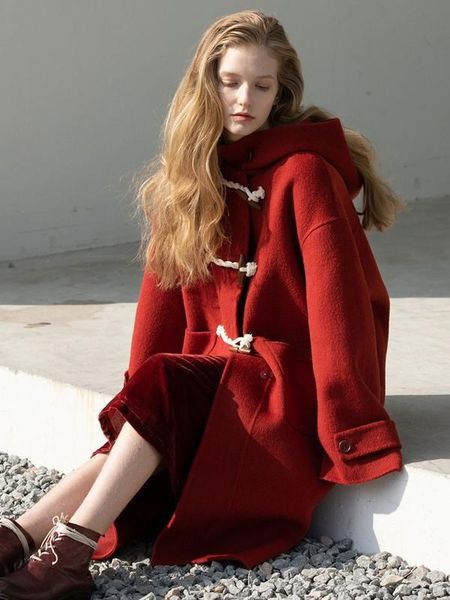 women's wool & blends christmas red women double-faced woolen quilted coats winter light ripe wind cowhorn buckle college coat zimmer, Black
women's wool & blends christmas red women double-faced woolen quilted coats winter light ripe wind cowhorn buckle college coat zimmer, Black
