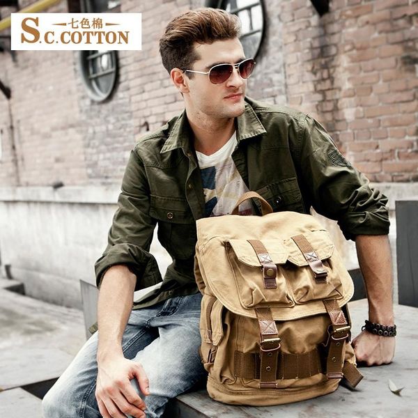 backpack men's women's vintage canvas leather cotton rucksack mountaineering book travel military school bag
backpack men's women's vintage canvas leather cotton rucksack mountaineering book travel military school bag