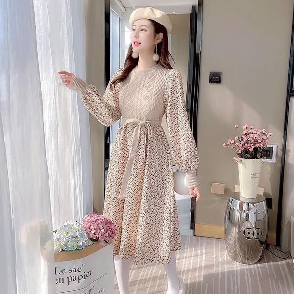 patchwork women dress winter full sleeve knitting floral print elastic waist o-neck dresses khaki navy blue 8819 casual, Black;gray
patchwork women dress winter full sleeve knitting floral print elastic waist o-neck dresses khaki navy blue 8819 casual, Black;gray