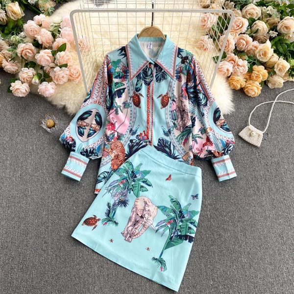 spring lapel bubble sleeve shirt women dress high waist slim skirt with elastic vintage print two piece set mz132, White
spring lapel bubble sleeve shirt women dress high waist slim skirt with elastic vintage print two piece set mz132, White