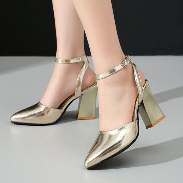 dress shoes spring and summer sharp head word buckle large thick high heel women sandals -c5-11, Black
dress shoes spring and summer sharp head word buckle large thick high heel women sandals -c5-11, Black