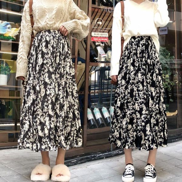 skirts retro ink painting print pleated skirt autumn and winter mid-length high waist thin thick brushed, Black
skirts retro ink painting print pleated skirt autumn and winter mid-length high waist thin thick brushed, Black