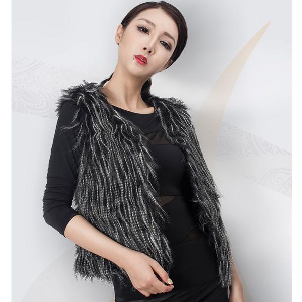 women's fur & faux imitation waistcoat short peacock hair artificial wool vest winter coat women rainbow, Black
women's fur & faux imitation waistcoat short peacock hair artificial wool vest winter coat women rainbow, Black