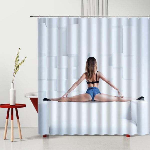 shower curtain fitness beautiful woman bathroom curtains in modern bedroom light