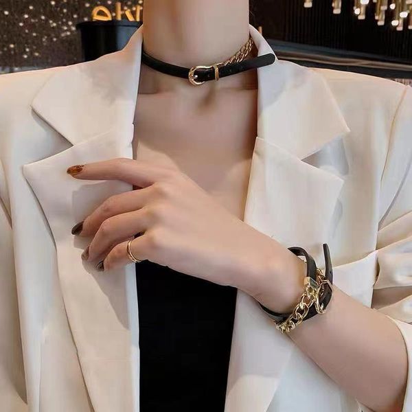chokers a two-piece leather choker necklace for women's summer short collarbone chain punk style cool accessories jewellery girls, Golden;silver
chokers a two-piece leather choker necklace for women's summer short collarbone chain punk style cool accessories jewellery girls, Golden;silver