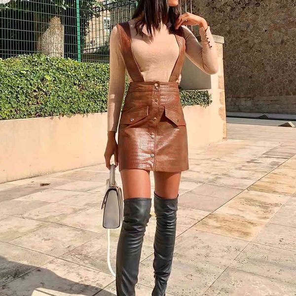 skirts women's single-breasted pu leather strap skirts female high waist mini brown spring casual vintage ol daily suspender skirt pe68, Black
skirts women's single-breasted pu leather strap skirts female high waist mini brown spring casual vintage ol daily suspender skirt pe68, Black