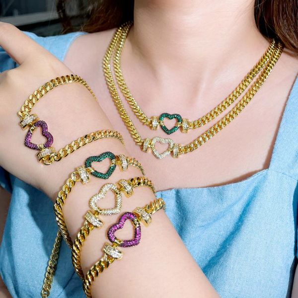 earrings & necklace cwwzircons brazilian gold color cuban link chain love heart charm cz bracelet bangle jewelry sets for women gift t542, Silver
earrings & necklace cwwzircons brazilian gold color cuban link chain love heart charm cz bracelet bangle jewelry sets for women gift t542, Silver