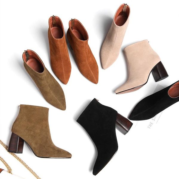 boots 2021 cow suede women ankle 22-26.5cm casual pointed toe winter shoes solid color zipper leather, Black
boots 2021 cow suede women ankle 22-26.5cm casual pointed toe winter shoes solid color zipper leather, Black