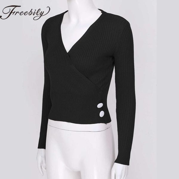 women cross v neck button sweater pullovers solid pink black short shirts ladies slim fit ribbed knitted crop elegant 2021 women's swe, White;black
women cross v neck button sweater pullovers solid pink black short shirts ladies slim fit ribbed knitted crop elegant 2021 women's swe, White;black