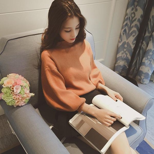women's sweaters autumn winter warm fashion half high collar oversized sweater loose lantern sleeve solid color bottoming, White;black
women's sweaters autumn winter warm fashion half high collar oversized sweater loose lantern sleeve solid color bottoming, White;black