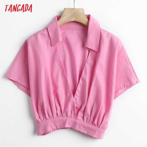 tangada women retro pink crop shirt summer blouseturn down collar short sleeve chic female 5s19 210609, White
tangada women retro pink crop shirt summer blouseturn down collar short sleeve chic female 5s19 210609, White