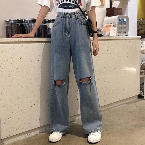 women's jeans denim wide leg pants woman high waist hole plus size boyfriend for women baggy casual loose full length trousers, Blue
women's jeans denim wide leg pants woman high waist hole plus size boyfriend for women baggy casual loose full length trousers, Blue