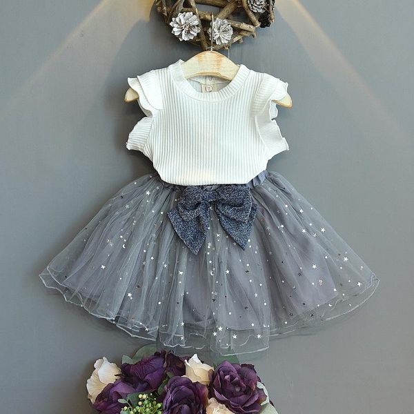 girl clothes outfits sleeveless ruffle shirt+mesh skirts 2pcs kids bowknot girls baby summer fashion lovely skirt suits clothing sets, White
girl clothes outfits sleeveless ruffle shirt+mesh skirts 2pcs kids bowknot girls baby summer fashion lovely skirt suits clothing sets, White