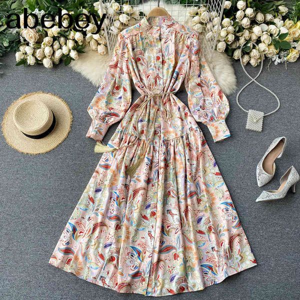 women court wind print maxi dress o neck puff sleeve button a-line es spring elegant retro streetwear long 210512, Black;gray
women court wind print maxi dress o neck puff sleeve button a-line es spring elegant retro streetwear long 210512, Black;gray
