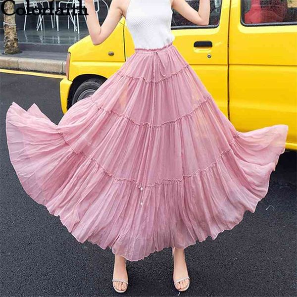 women casual chiffon maxi skirt spring summer pleated multi colors fashion flared bohemian long skirts sk1129 210427, Black
women casual chiffon maxi skirt spring summer pleated multi colors fashion flared bohemian long skirts sk1129 210427, Black