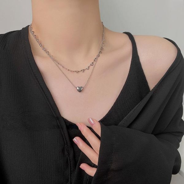 chains trendy jewelry heart pendant necklace 2021 design silvery plating two layer women for celebration party gifts, Silver
chains trendy jewelry heart pendant necklace 2021 design silvery plating two layer women for celebration party gifts, Silver