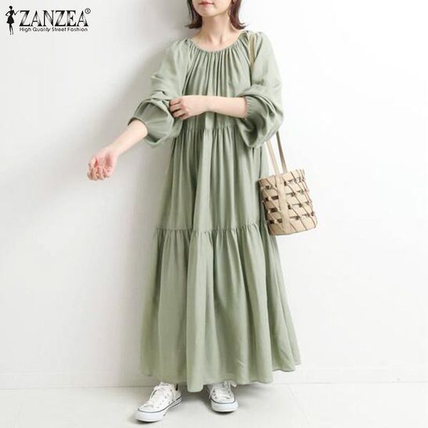 casual dresses stylish women's puff sleeve sundress zanzea 2021 solid maxi dress summer long vestidos female pleated ruffle robe femme, Black;gray
casual dresses stylish women's puff sleeve sundress zanzea 2021 solid maxi dress summer long vestidos female pleated ruffle robe femme, Black;gray