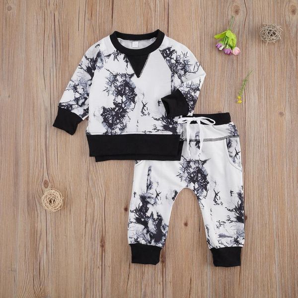 clothing sets boy's tie-dyed two-piece suit, long sleeve round neck with elastic pants for spring and autumn, White
clothing sets boy's tie-dyed two-piece suit, long sleeve round neck with elastic pants for spring and autumn, White