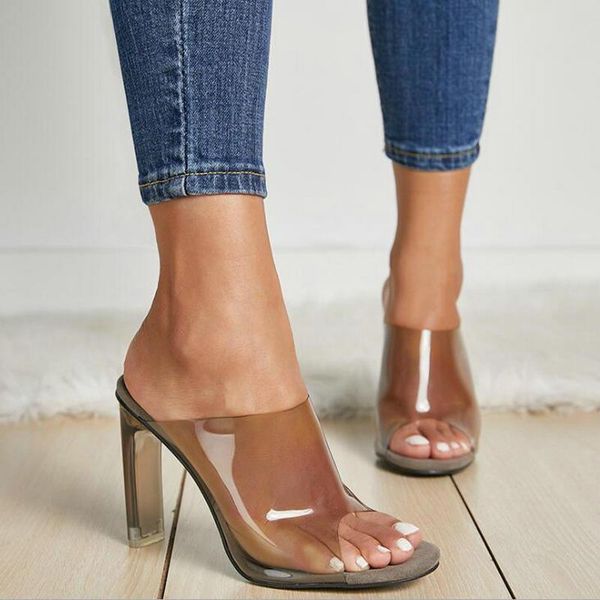 slippers women pvc crystal square heel transparent clear high heels summer sandals pumps 11cm size 35-40, Black
slippers women pvc crystal square heel transparent clear high heels summer sandals pumps 11cm size 35-40, Black