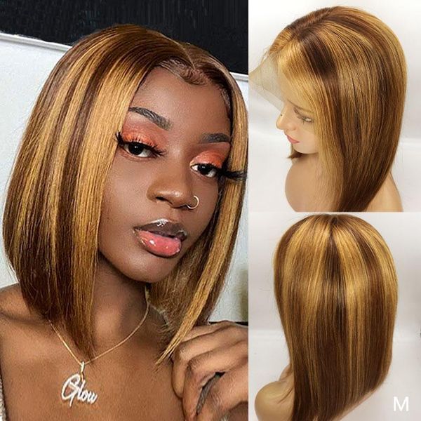 13x4 straight lace front human hair wigs brown highlight wig 150% remy short bob for black women pre plucked m1, Black;brown
13x4 straight lace front human hair wigs brown highlight wig 150% remy short bob for black women pre plucked m1, Black;brown