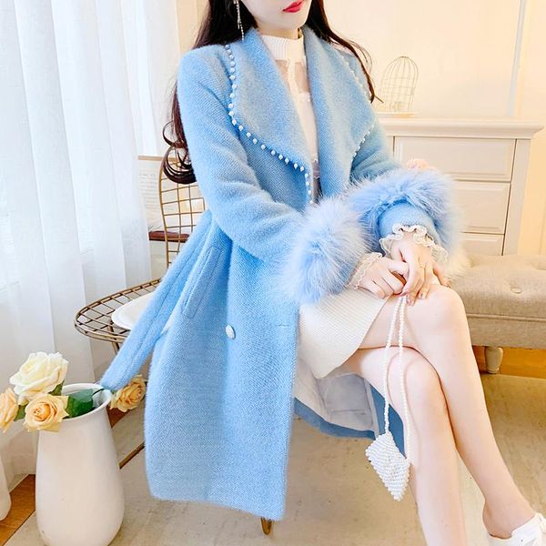 women's wool & blends 2021women's imitation mink fleece autumn winter coat plus size knitted cardigan outerwear loose mid-length f, Black
women's wool & blends 2021women's imitation mink fleece autumn winter coat plus size knitted cardigan outerwear loose mid-length f, Black