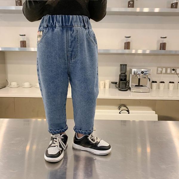 children's plush jeans winter boys' korean thickened pants baby warm trouser fashion wear 10-4, Blue
children's plush jeans winter boys' korean thickened pants baby warm trouser fashion wear 10-4, Blue