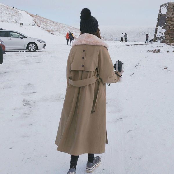 women's trench coats 2021 winter middle and long knee length korean loose thickened lamb plush windbreaker coat cotton, Tan;black
women's trench coats 2021 winter middle and long knee length korean loose thickened lamb plush windbreaker coat cotton, Tan;black