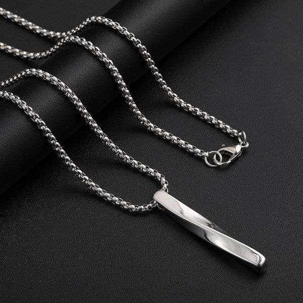 pendant necklaces black rectangle spiral cube long strip jewelry simple twisted titanium steel male hip hop necklace, Silver
pendant necklaces black rectangle spiral cube long strip jewelry simple twisted titanium steel male hip hop necklace, Silver
