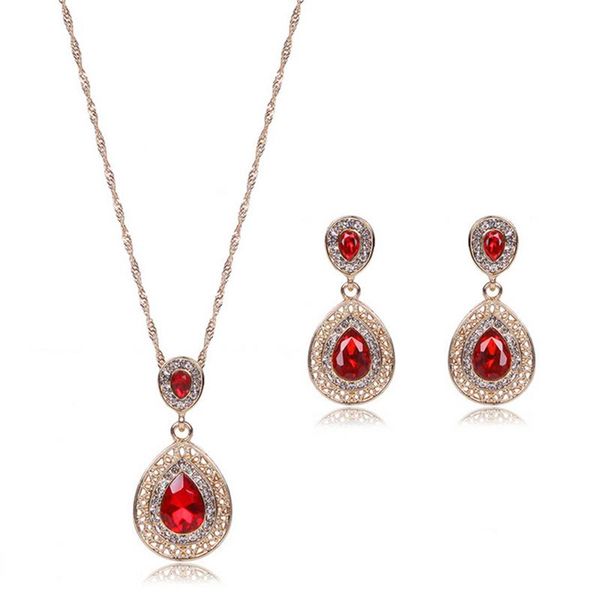earrings & necklace fashion wedding gift jewelry gold color water drop shape crystal adjustable rings set women sets, Silver
earrings & necklace fashion wedding gift jewelry gold color water drop shape crystal adjustable rings set women sets, Silver
