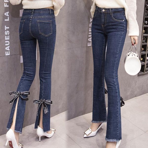 women's jeans students girls spring korean version high waist thin bow split harajuku denim pants women streetwear bottom cloth, Blue
women's jeans students girls spring korean version high waist thin bow split harajuku denim pants women streetwear bottom cloth, Blue