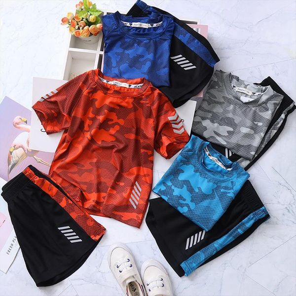 summer camouflage outdoor sports children 2 pieces sets baby boys clothing quick drying t shirt shorts for 110 160cm, White
summer camouflage outdoor sports children 2 pieces sets baby boys clothing quick drying t shirt shorts for 110 160cm, White