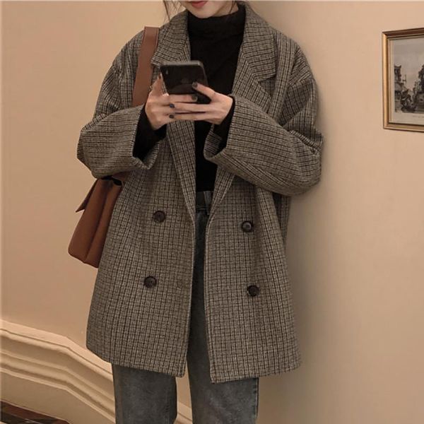 women's suits & blazers vintage plaid suit coats for women 2021 autumn temperament office ladies fashion casual woman clothes jackets f, White;black
women's suits & blazers vintage plaid suit coats for women 2021 autumn temperament office ladies fashion casual woman clothes jackets f, White;black