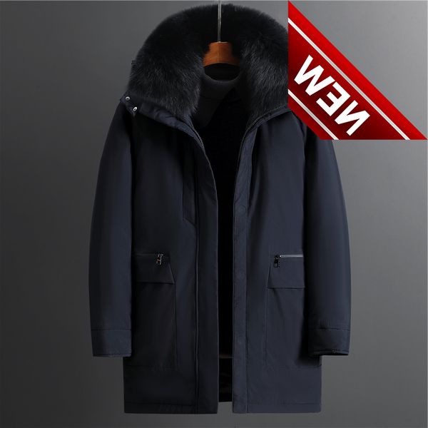 real fur collar winter down jacket men thick warm liner detachable middle-aged parka white duck coat outwear, Black
real fur collar winter down jacket men thick warm liner detachable middle-aged parka white duck coat outwear, Black