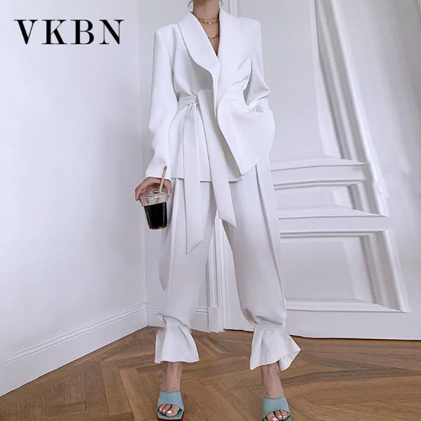 women's two piece pants vkbn set women casual full sleeve white suit and high waist straight trousers spring autumn 2021
women's two piece pants vkbn set women casual full sleeve white suit and high waist straight trousers spring autumn 2021