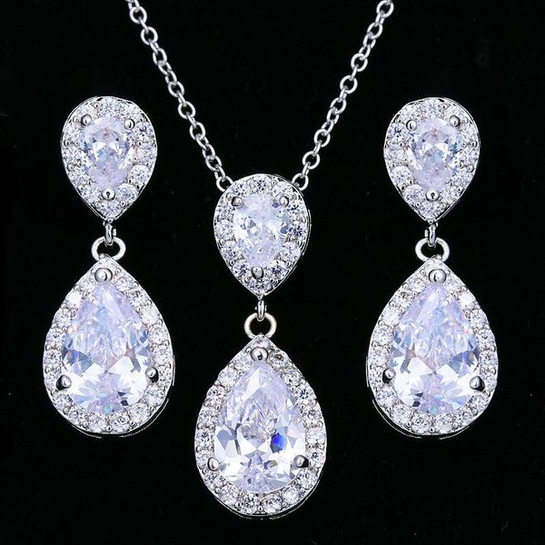earrings & necklace slbridal austrian rhinestone teardrop cubic zircon jewelry set bridal wedding cz pendant earring fashion, Silver
earrings & necklace slbridal austrian rhinestone teardrop cubic zircon jewelry set bridal wedding cz pendant earring fashion, Silver