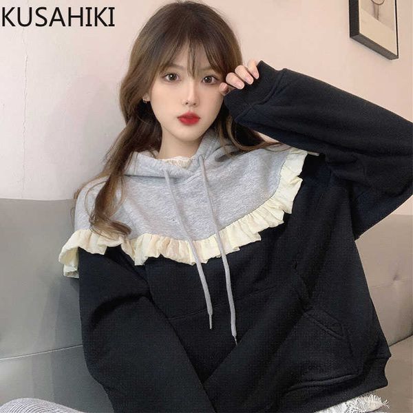 korean hit color ruffle patchwork hooded sweatshirt causal long sleeve women hoodies thick jumpers 6f165 210603, Black
korean hit color ruffle patchwork hooded sweatshirt causal long sleeve women hoodies thick jumpers 6f165 210603, Black