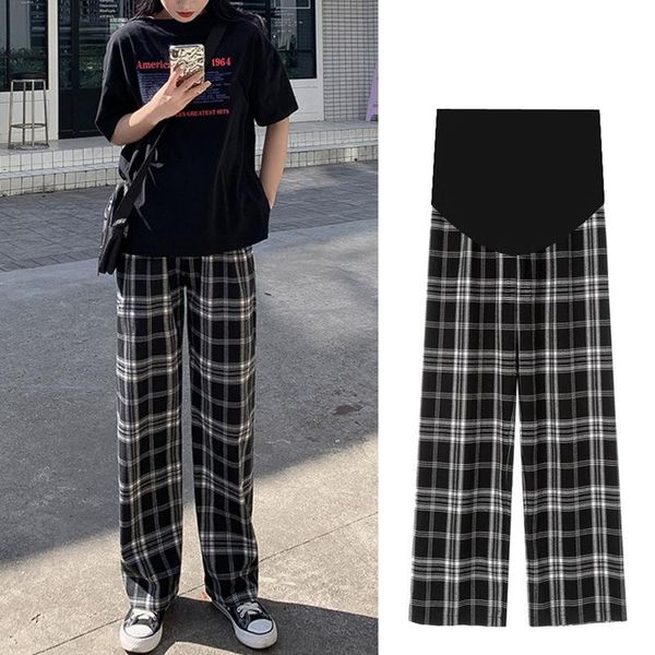 pregnant women's pants spring and autumn fashion wear new tide mother plaid trousers winter loose straight plaid wide leg pants, White
pregnant women's pants spring and autumn fashion wear new tide mother plaid trousers winter loose straight plaid wide leg pants, White