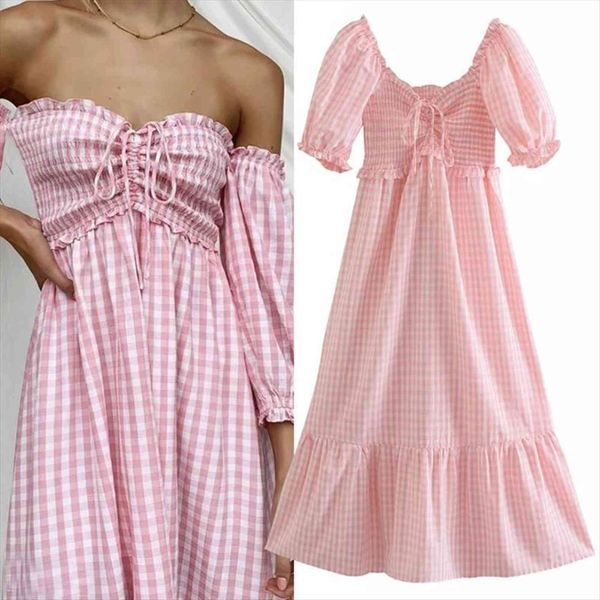 wesay jesi summer long women dresses party pink gingham checked puff sleeve slash neck princess female, Black;gray
wesay jesi summer long women dresses party pink gingham checked puff sleeve slash neck princess female, Black;gray