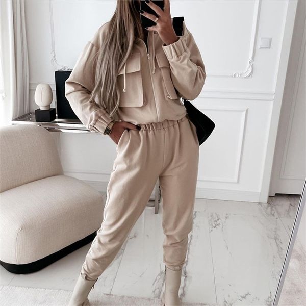 women's casual two piece sets autumn winter fashion fleece warm suits zipper work coats and thick high waist trouser tracksuits 220315, White
women's casual two piece sets autumn winter fashion fleece warm suits zipper work coats and thick high waist trouser tracksuits 220315, White